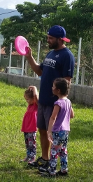 The girls helping their daddy